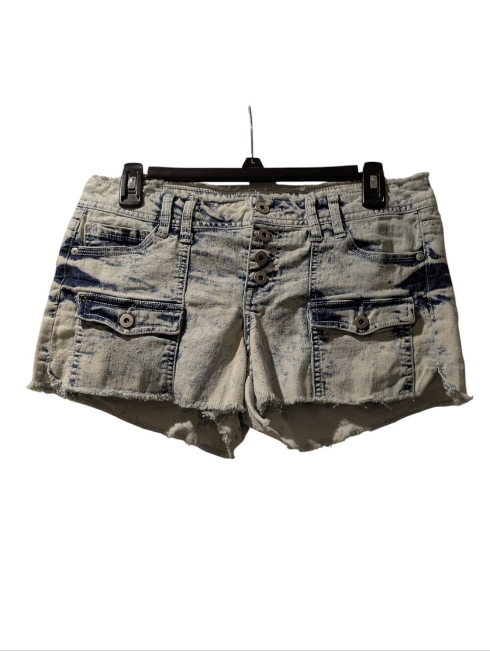 lei Distressed Light Blue Washed Denim Cargo Shorts